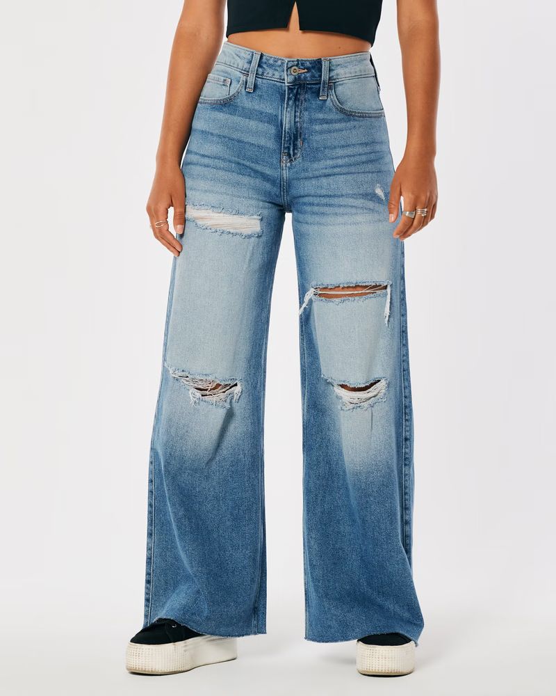 Women's High-Rise Baggy Wide-Leg Jeans | Women's Bottoms | HollisterCo.com | Hollister (US)