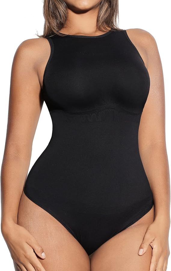 FeelinGirl Women's Sleeveless Tummy Control Bodysuit Seamless Leotard Crew Neck Racerback Tank To... | Amazon (US)