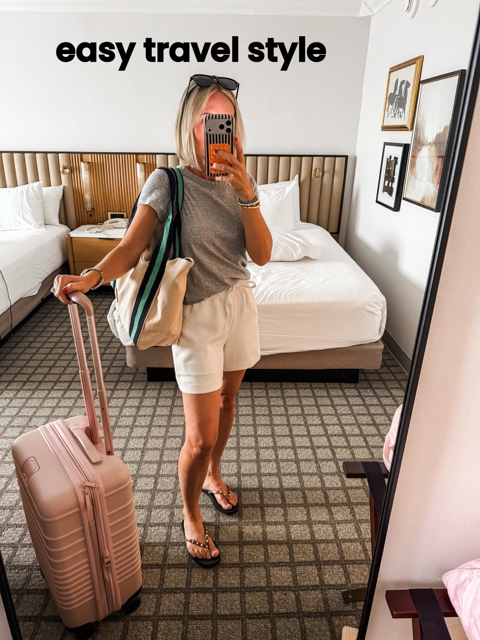 the girls lodge pants from @Aritzia but in shorts! I love these shorts! Drawstring waist, pockets, easy to wash and care for- they look polished and chic but feel like lounge.
Carry on suitcase by @beistravel - this is Atlas pink but check out the new glossy Poppi color!

#LTKOver40 #LTKgrwm #LTKTravel