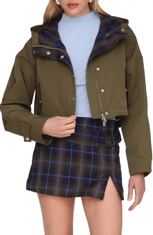Avec Les Filles Oversize Hooded Crop Jacket in Military at Nordstrom, Size Small | Nordstrom