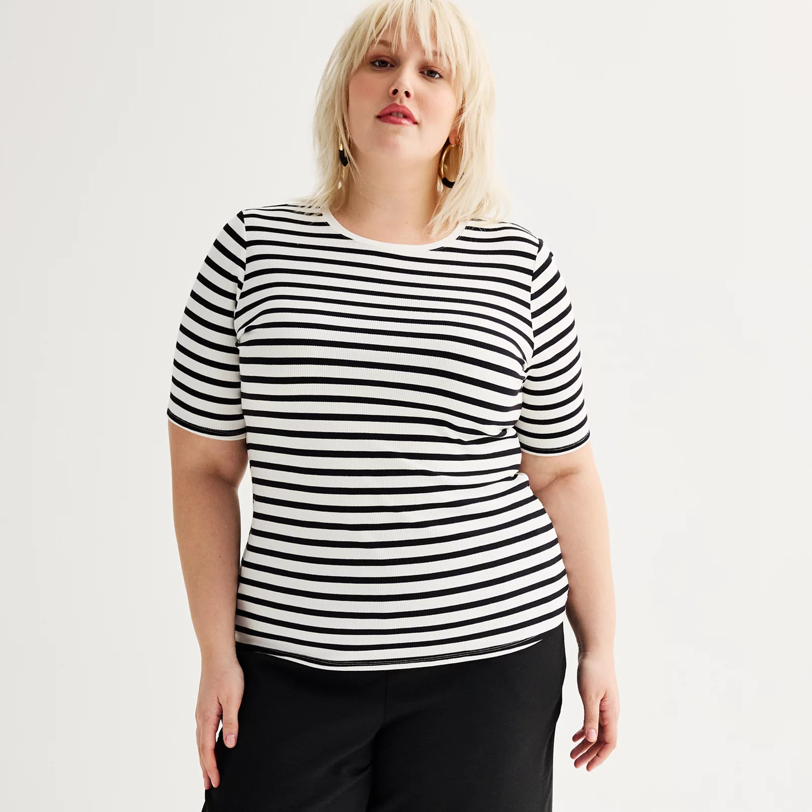 Plus Size Nine West Fitted Elbow Sleeve Top | Kohl's