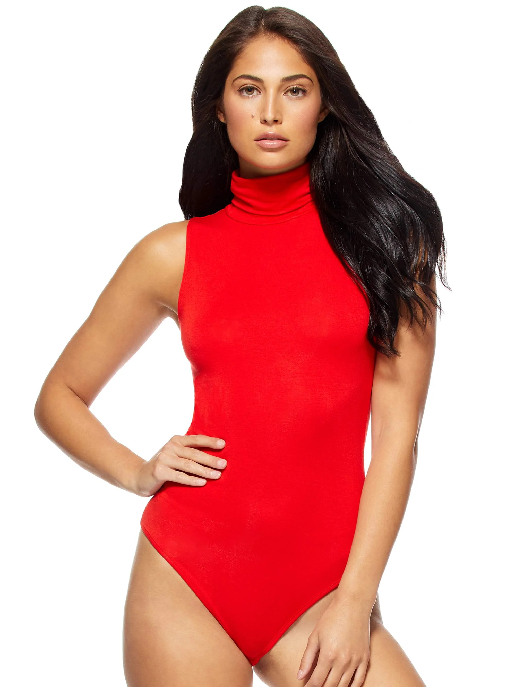 Sofia Jeans by Sofia Vergara Women's Sleeveless Knit Mockneck Thong Back Bodysuit | Walmart (US)