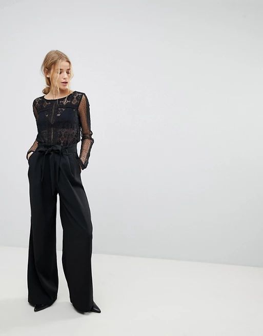 Pimkie Black Belted Wide Leg Trousers | ASOS UK