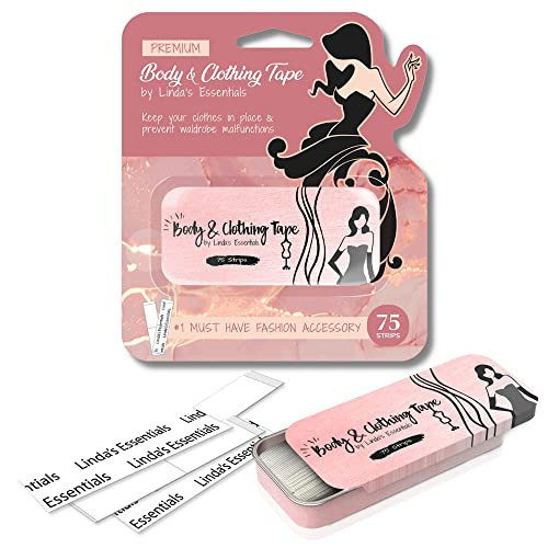 Double Sided Tape for Clothes, Body and Fashion (75 Pack) | Clothing and Hem Tape for Women, No Sew No Iron, Fabric Adhesive, Strong Adhesive for Skin for All Shades and Sensitivity, Includes Tin Box | Amazon (US)