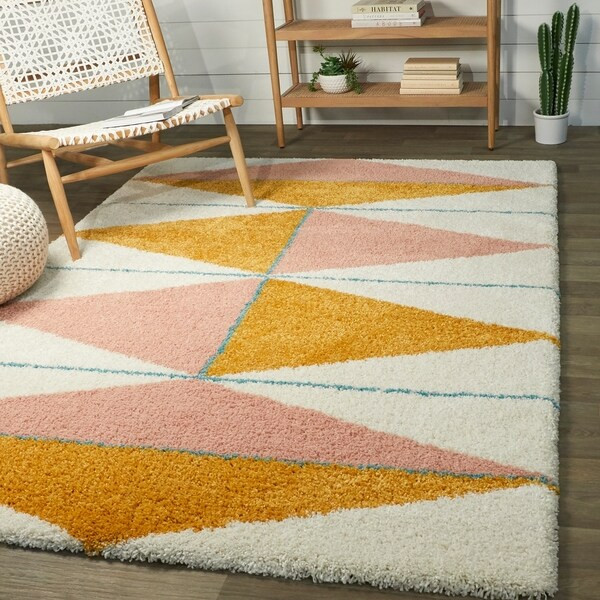 Balta Levine Modern Geometric Berber Shag Area Rug - 5'3" x 7' - Orange | Bed Bath & Beyond