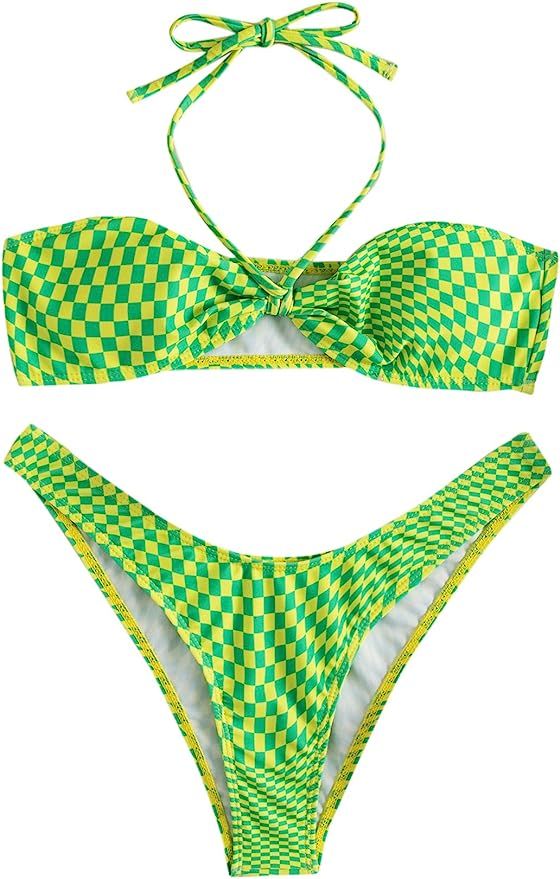 SOLY HUX Women's Criss Cross Halter Bikini Bathing Suits 2 Piece Swimsuits | Amazon (US)