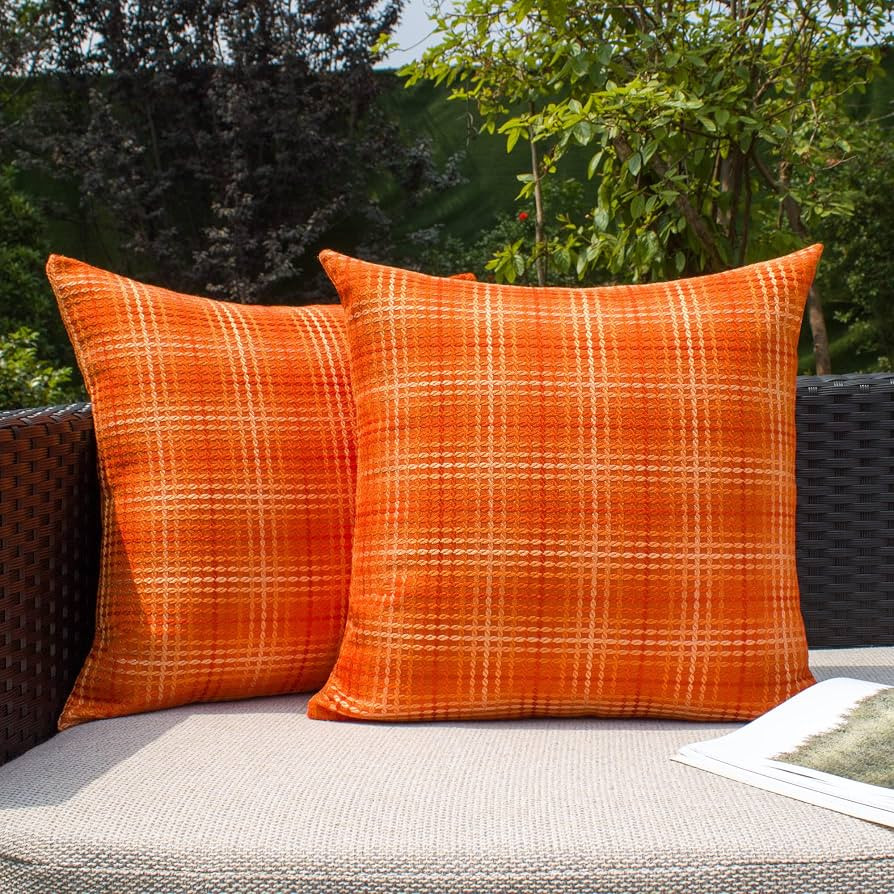 Kevin Textile Farmhouse Outdoor Waterproof Fall Throw Pillow Covers Pack of 2, 16x16 Inch Autumn ... | Amazon (US)