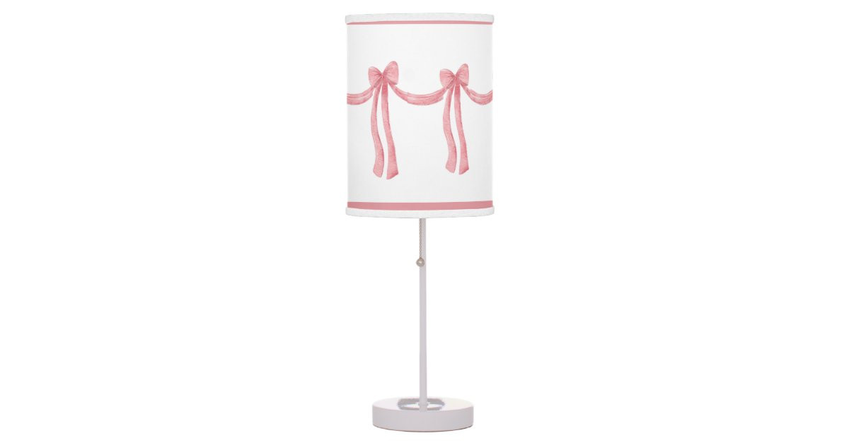 Elegant Pink Faux Satin Girly Ribbons Nursery Table Lamp | Zazzle | Zazzle