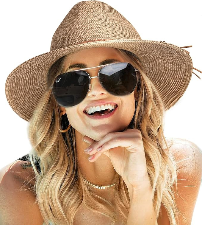 FURTALK Sun Hats for Women Summer Wide Brim UV UPF 80+ Panama Fedora Foldable Packable Straw Beac... | Amazon (US)