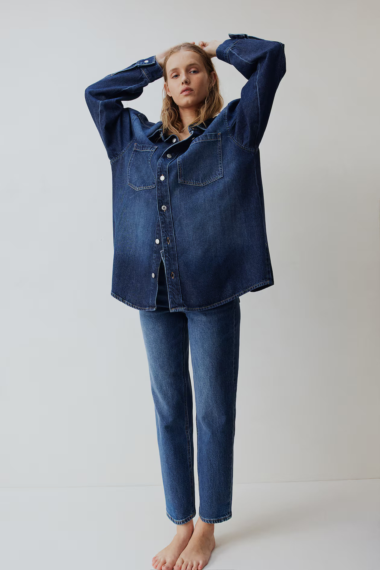Feather Soft Denim Shirt - Dark denim blue - Ladies | H&M US | H&M (US + CA)