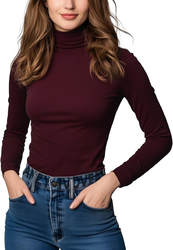 Women's Turtleneck Long Sleeve Shirts Thermal Base Layer Underwear Tops Lightweight Undershirt | Amazon (US)