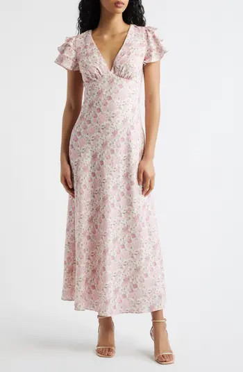 Vienna Floral Flutter Sleeve Maxi Dress | Nordstrom