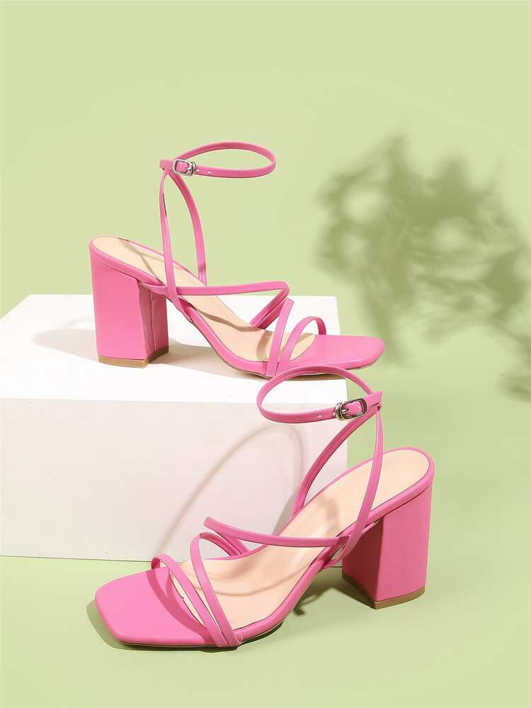 Chunky Heeled Ankle Strap Sandals | SHEIN