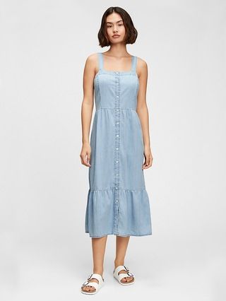 Button-Front Tiered Dress | Gap Factory