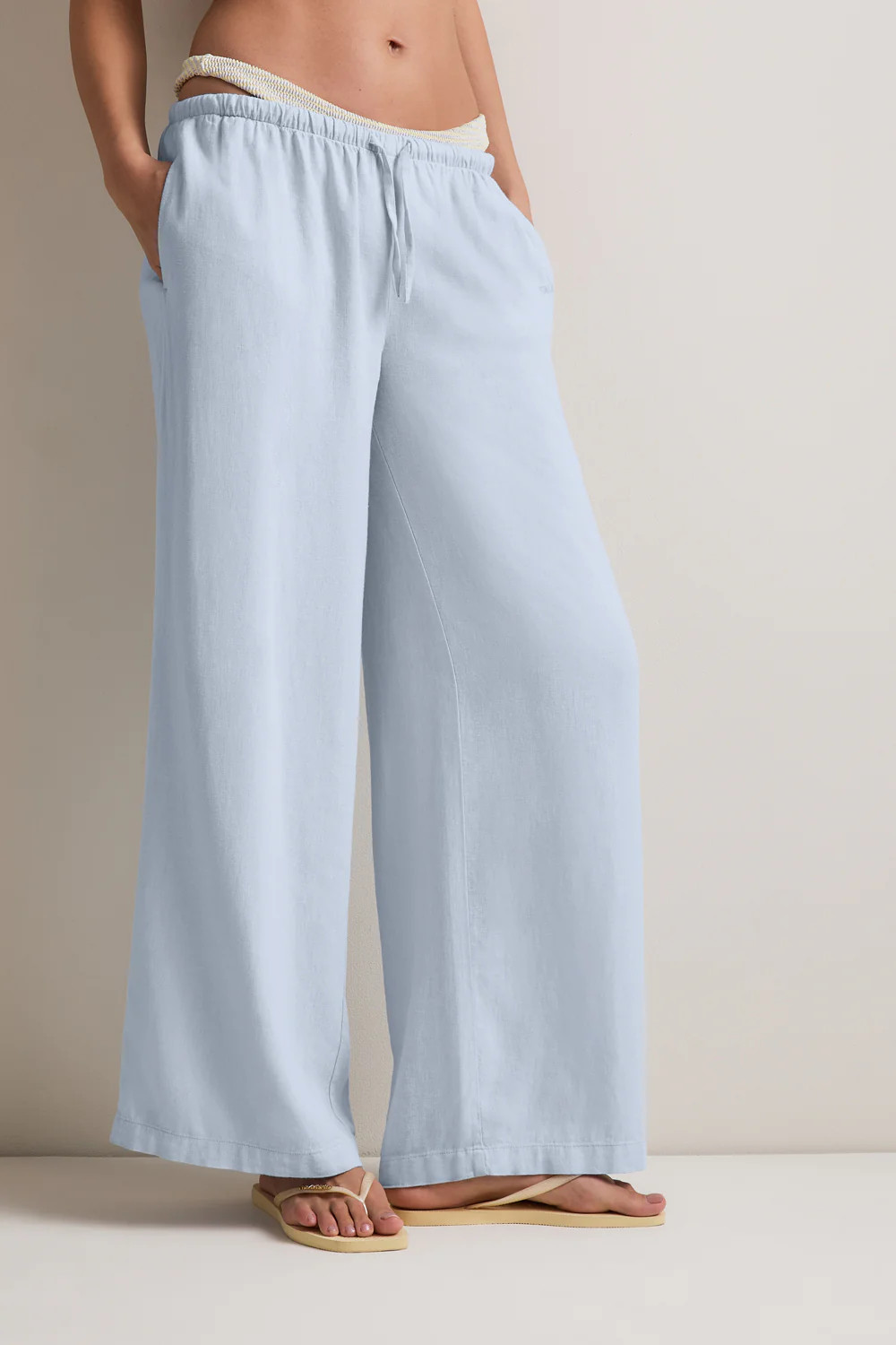 Soft Linen Drawstring Trouser - Baby Blue | TALA (UK)