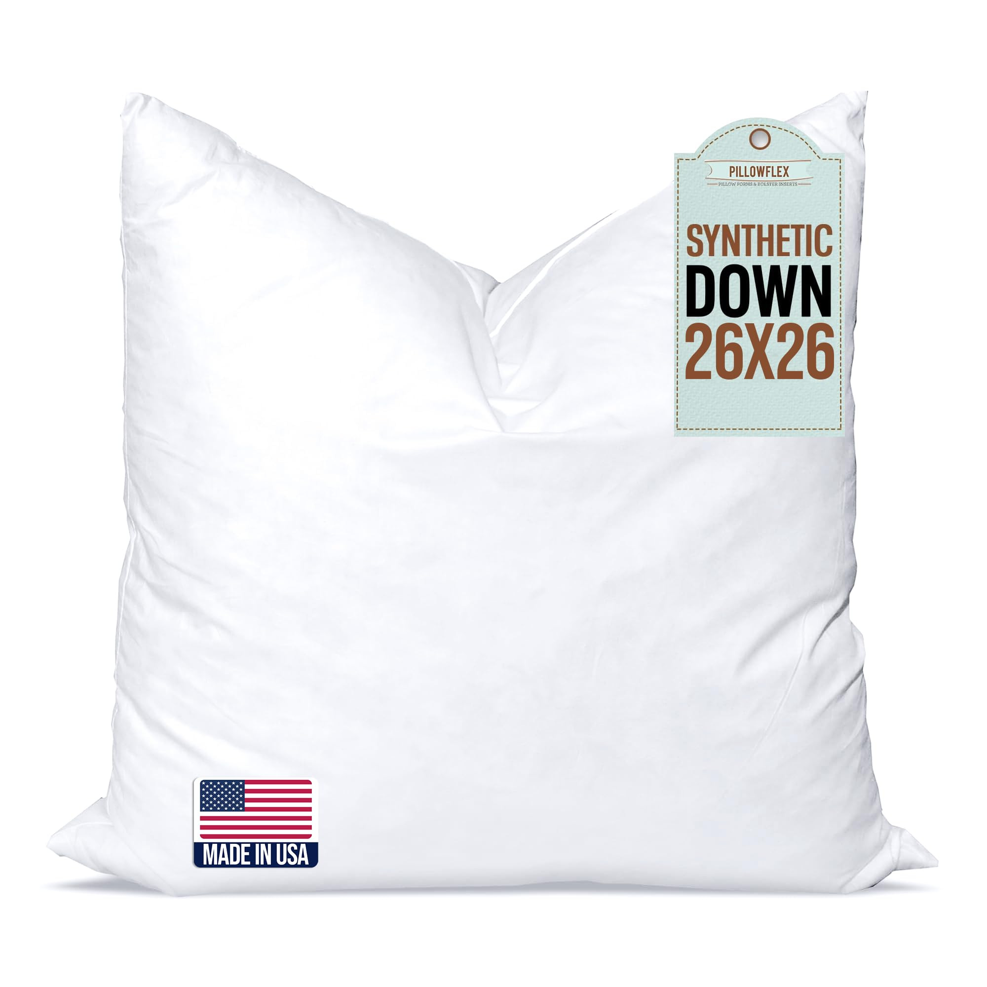 Pillowflex Synthetic Down Pillow Insert - 26x26 Down Alternative Pillow, Ultra Soft Large Square ... | Amazon (US)