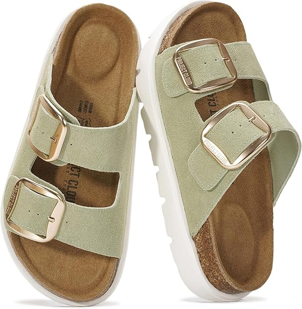 Project Cloud 100% Genuine Leather Platform Sandals Women Footwear - Wedge Chunky Slides for Wome... | Amazon (US)