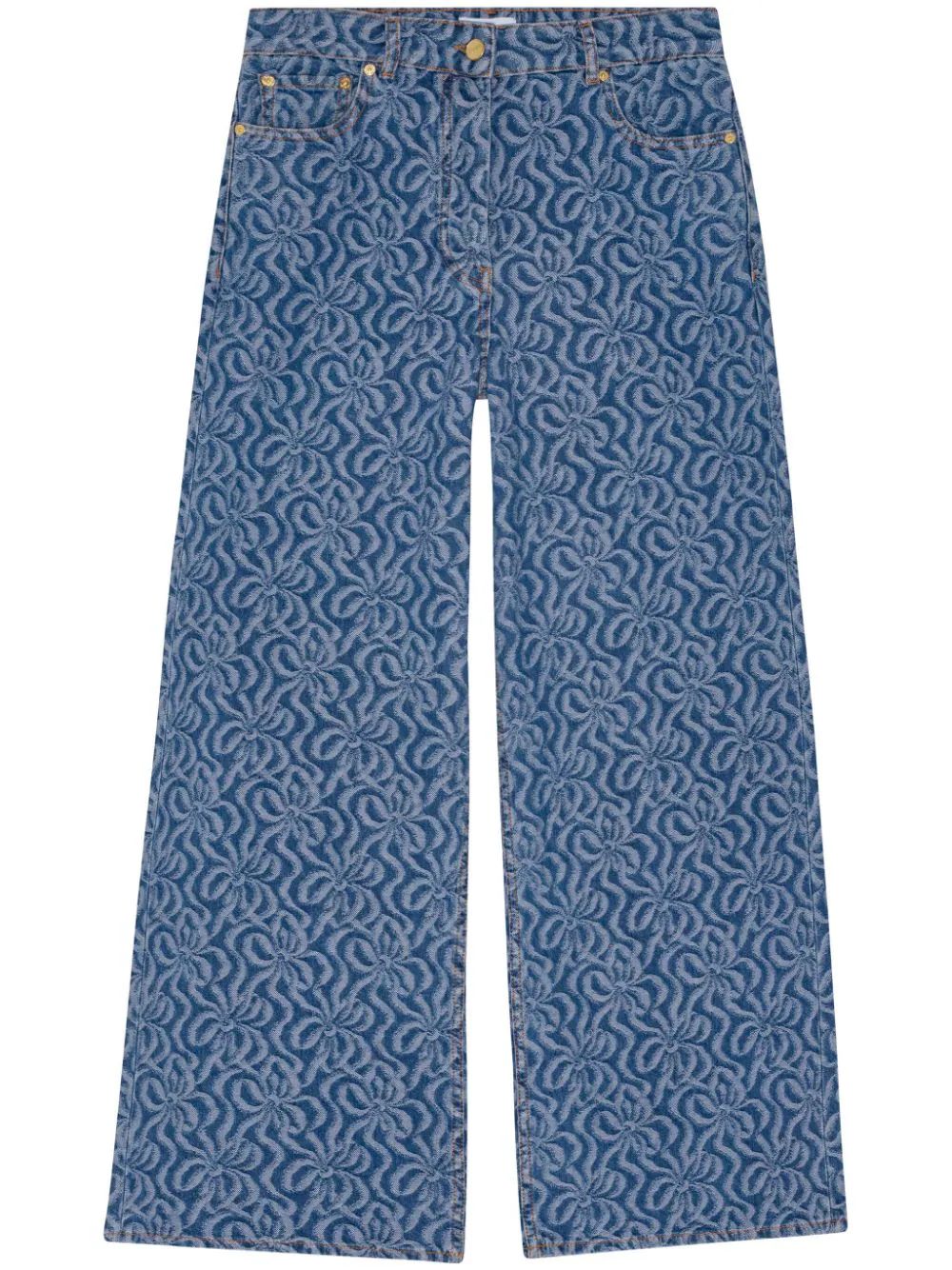 GANNI graphic-print organic-cotton straight-leg Jeans - Farfetch | Farfetch Global