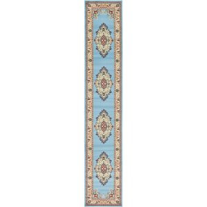 Unique Loom Reza Traditional Persian Rug 3' x 16' 5 Runner Light Blue/Ivory | Cymax