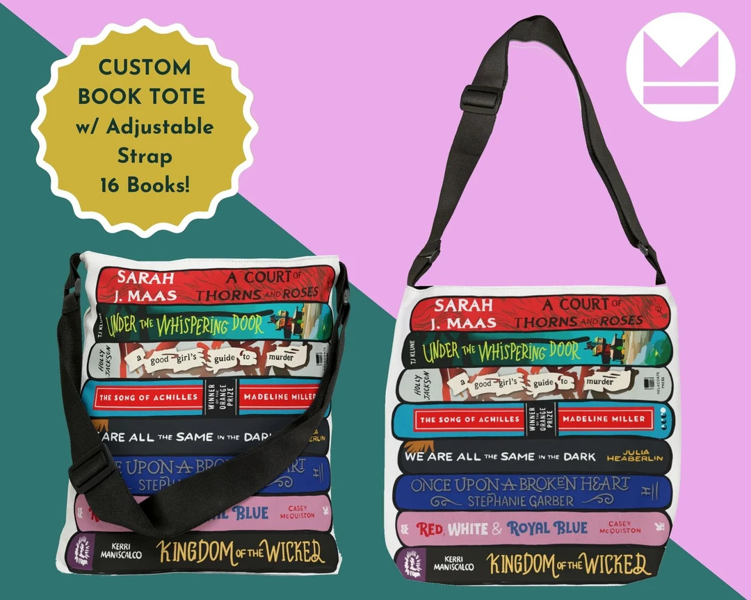 CUSTOM Tote Bag With ADJUSTABLE STRAP for Book Lovers - Etsy | Etsy (US)