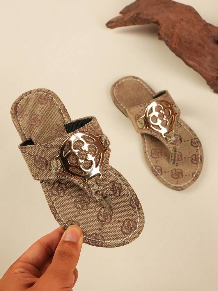 Girls' Casual Outdoor/Indoor Comfy Moisture-Wicking Anti-Slip Durable Flat Round Toe Slide Sandals | SHEIN