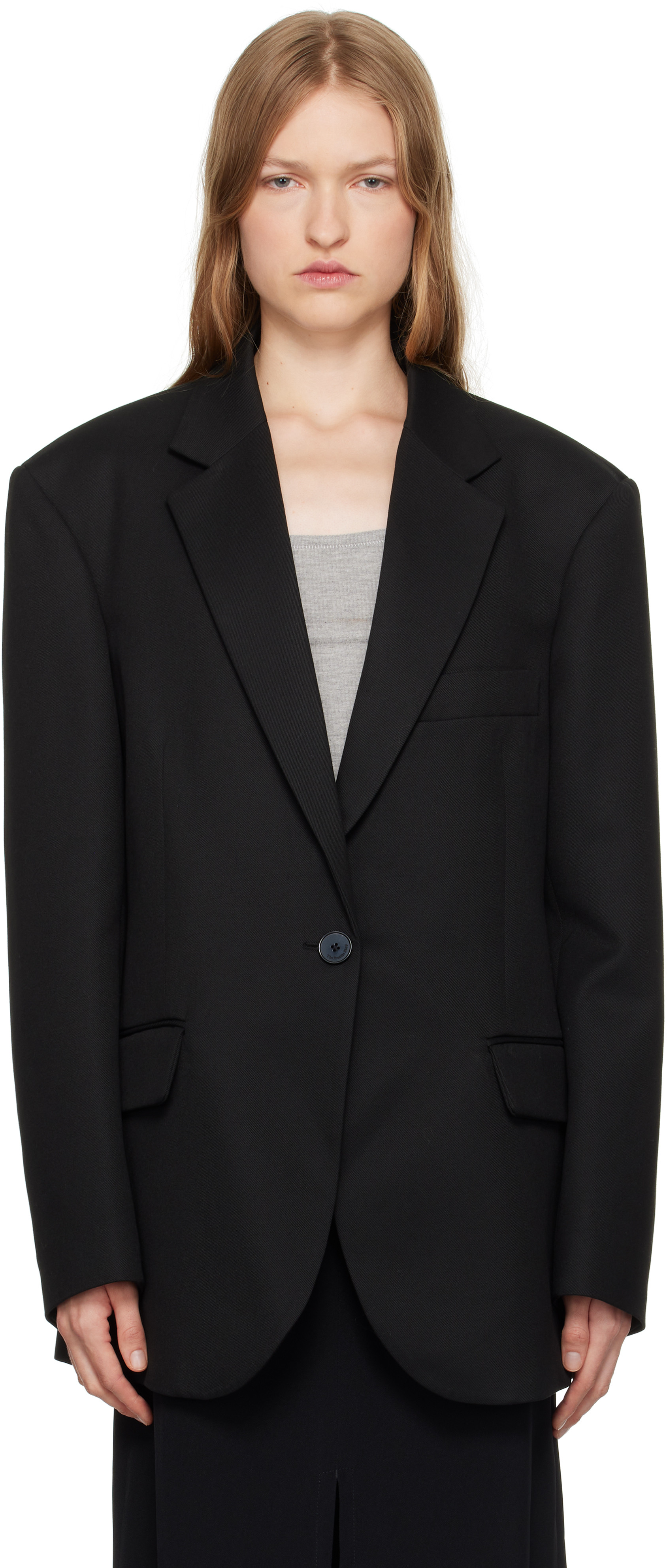 The Frankie Shop Black Lyra Oversized Blazer | SSENSE