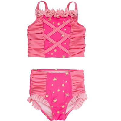RuffleButts Girls UPF50+ Princess Dress-Up 2-Piece Swimsuit - Royal Pink Princess, 5 | Target