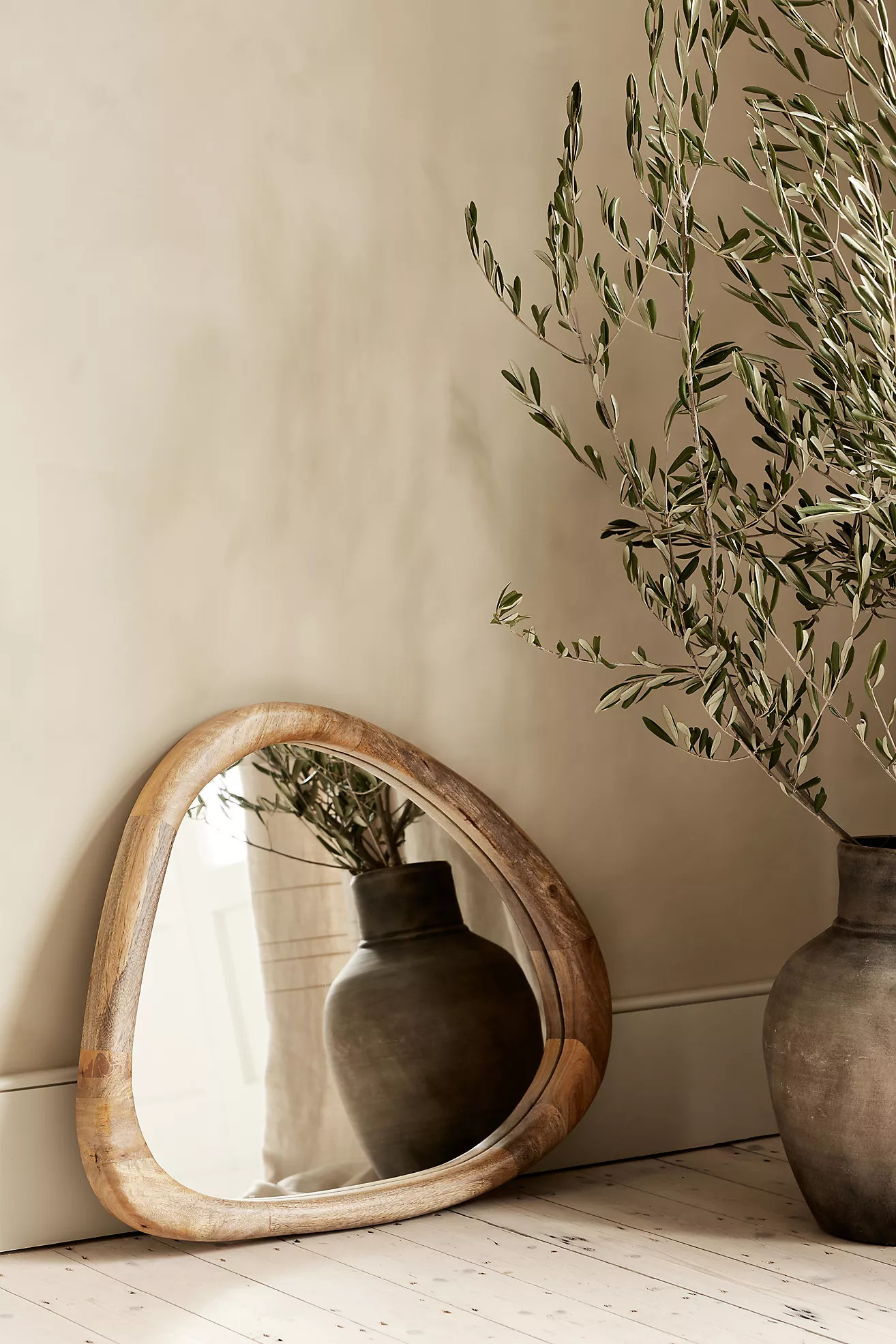 Aria Mango Wood Asymmetrical Oval Wall Mirror | Anthropologie (UK)