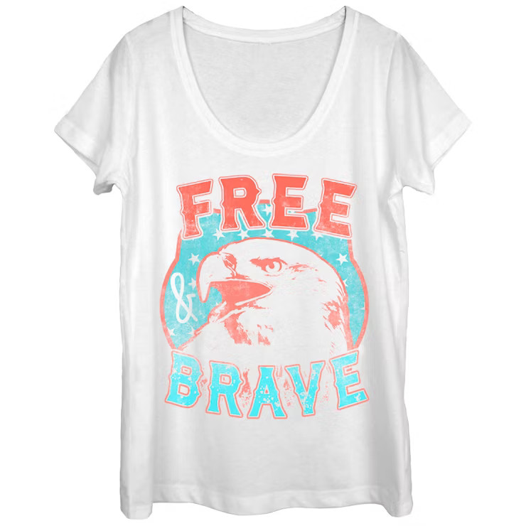 Women's Lost Gods Fourth of July  Free and Brave Scoop Neck | Target