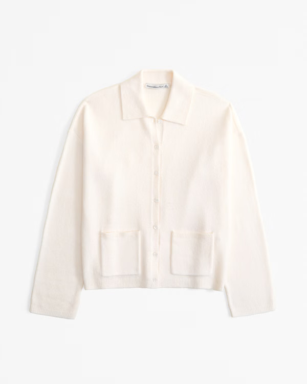 Women's Collared Cardigan | Women's Tops | Abercrombie.com | Abercrombie & Fitch (US)