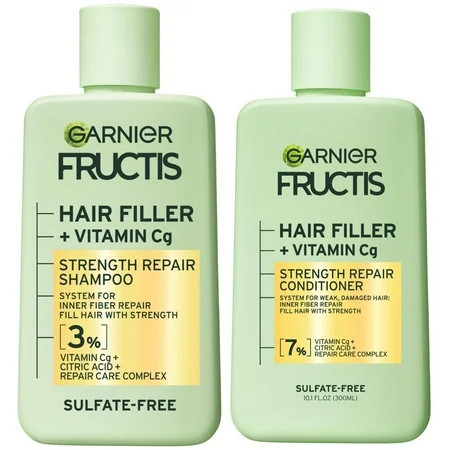 Garnier Fructis Hair Filler Vitamin Strength Repair Shampoo & Conditioner Set, 10.1 fl oz | Walmart (US)
