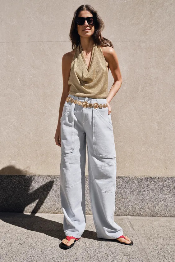 ZARA WOMAN COLLECTIONPants made from a cotton blend and 29% linen yarn. Mid-rise with belt loops.... | Zara US