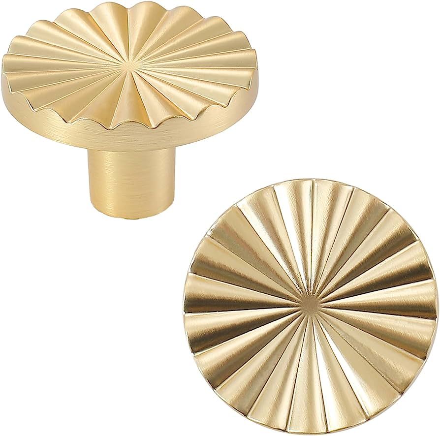 6 Pack Gold Cabinet knobs Kitchen Cabinet Pulls with Vintage Cupboard Drawers Hardware Dresser Drawer Handles Kitchen Cabinet Handles (Single Hole, 6 Pack, Brushed Gold) | Amazon (US)