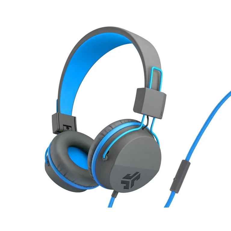 JLab JBuddies Studio On-Ear Kids Wired Headphones, Grey/Blue, Studio Volume Safe, Volume Limiter,... | Walmart (US)