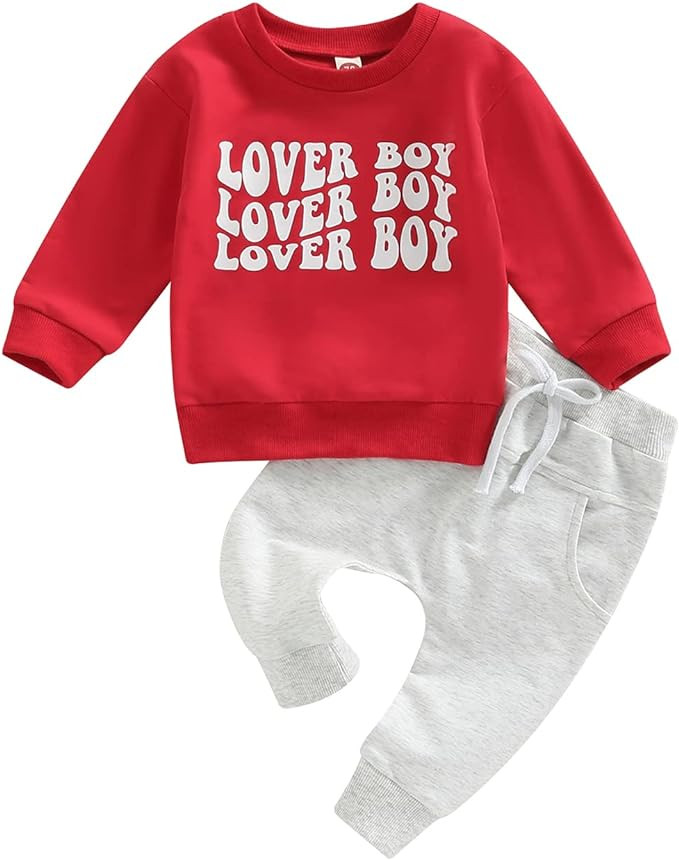 Amazon.com: Toddler Baby Boy Clothes Set Solid Color Long Sleeve Crewneck Sweatshirt Top Casual P... | Amazon (US)