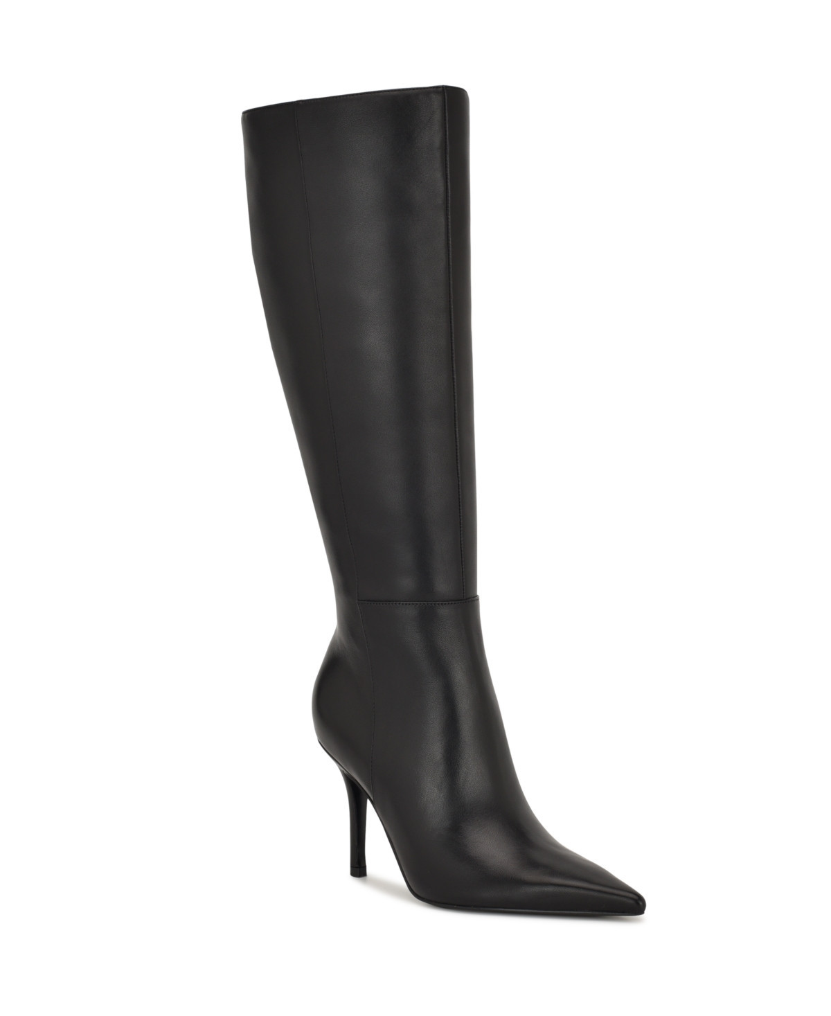 Nine West Women's Gerty Tall Pointy Toe Stiletto Boots - Black Leather | Macy's