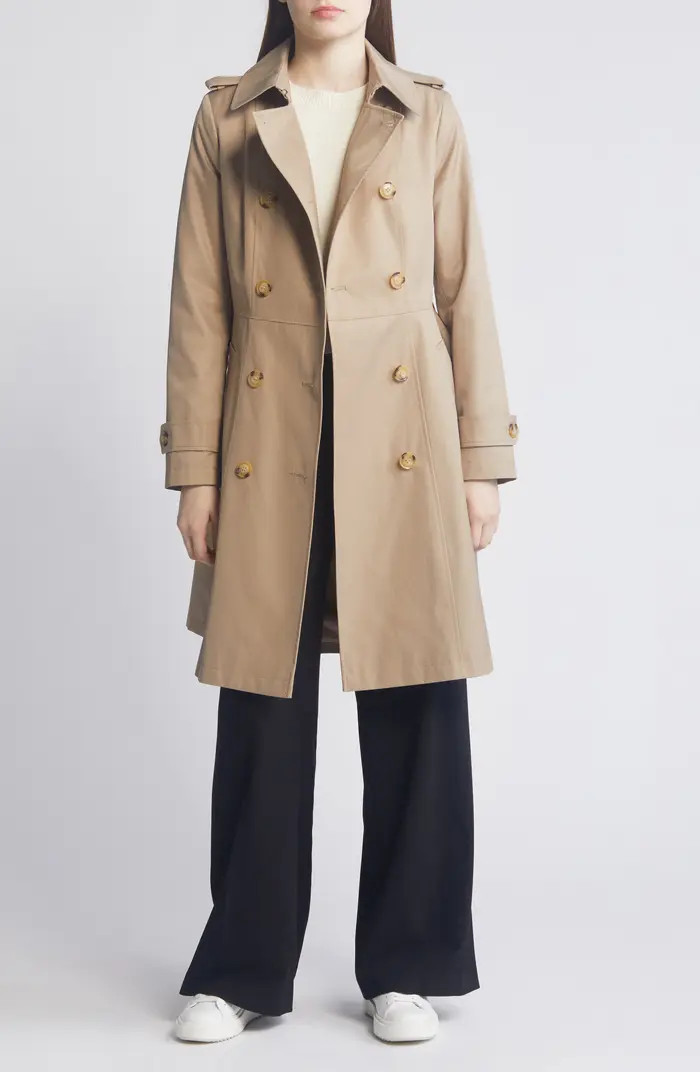 Lauren Ralph Lauren Water Resistant Belted Double Breasted Trench Coat | Nordstrom | Nordstrom