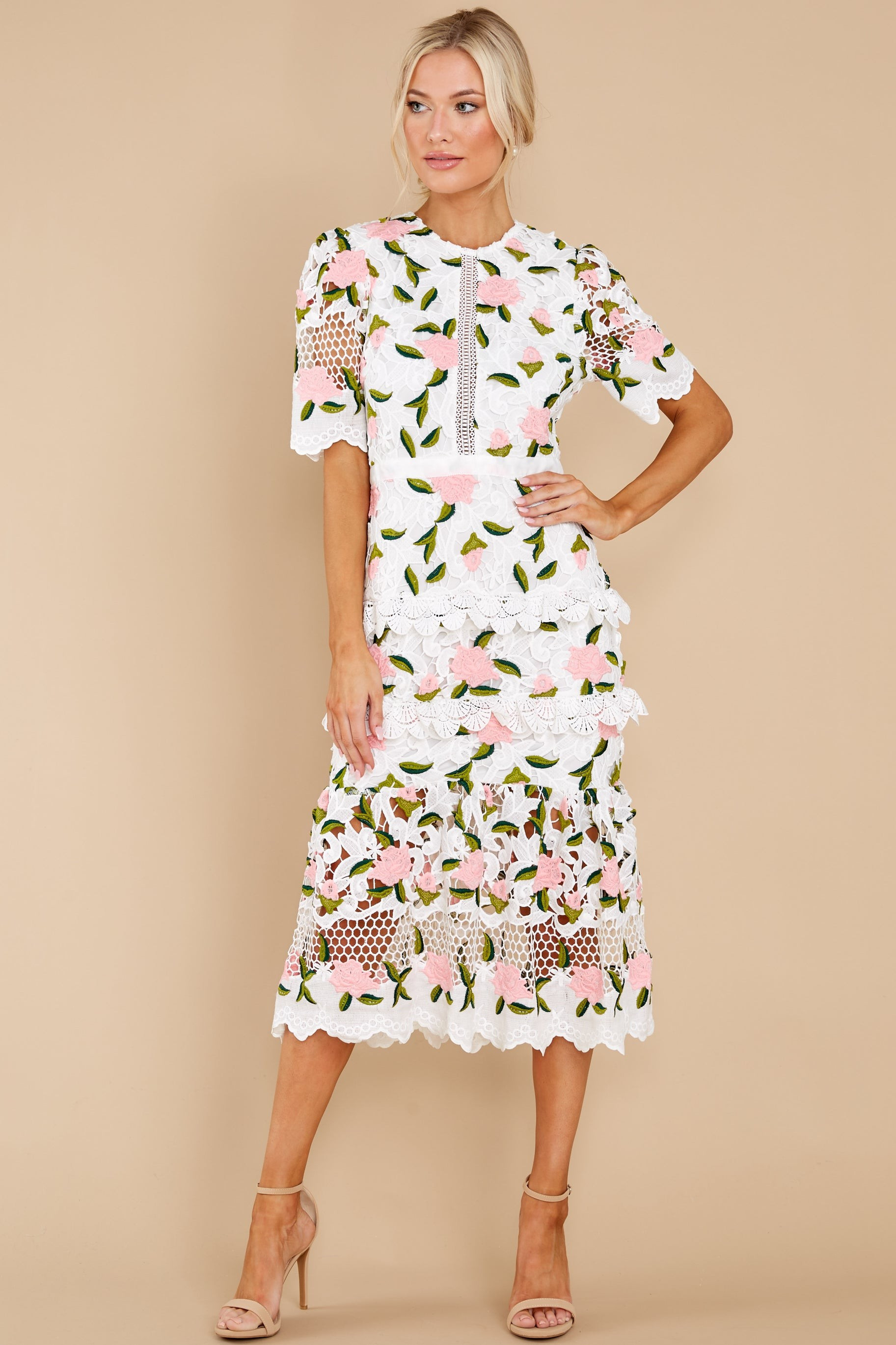 All I Wanted Pink Floral Lace Midi Dress- Easter Dresses | Red Dress 