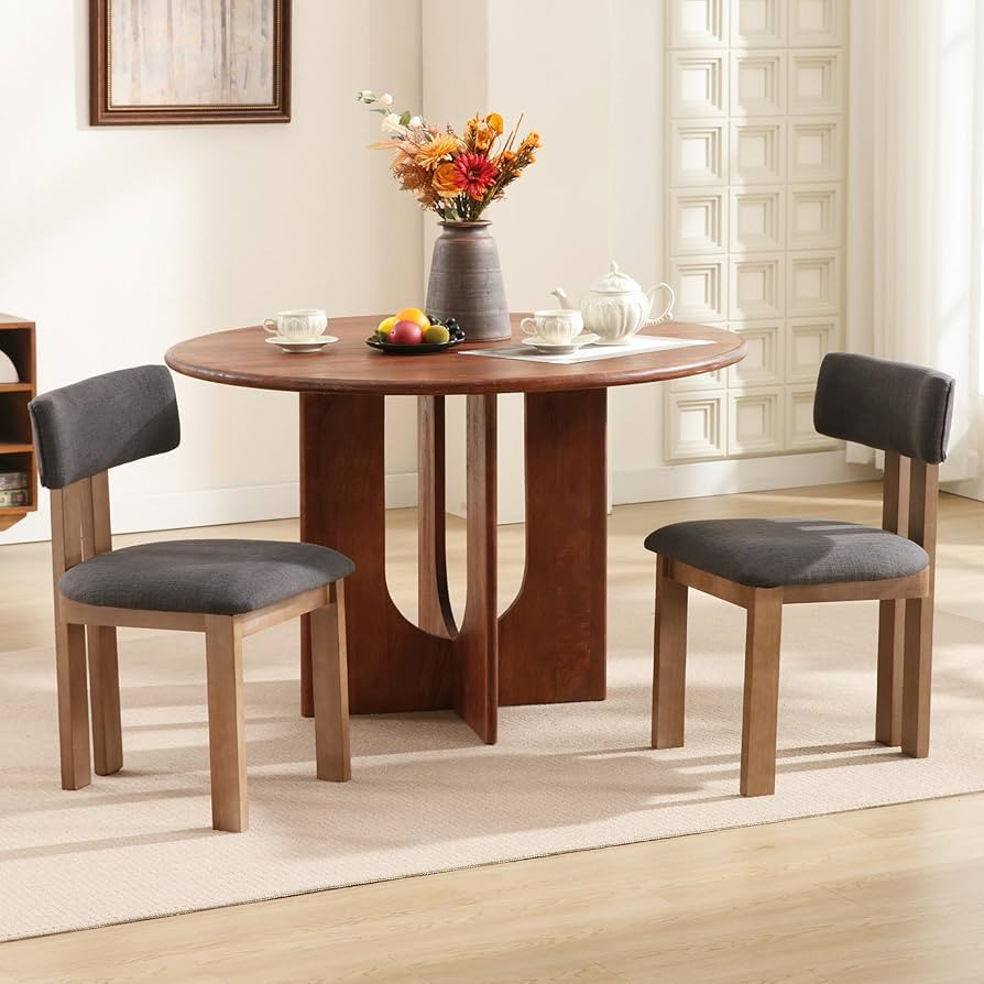 Dining Chairs Set of 2 Linen Fabric Upholstered Kitchen Chairs with Open Back Mid Century Modern ... | Amazon (US)