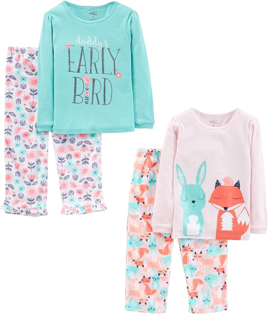 Simple Joys by Carter's Girls' 4-piece Polyester Pajamas | Amazon (US)