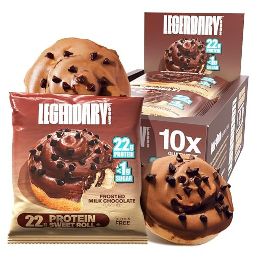 Legendary Foods 22g Protein Cinnamon Roll - Premium High Protien Bars, Low Carb Meal Replacement Snack, Low Glycemic Index, Gluten Free Snacks - Sweet Zero Sugar, Keto and Diabetic Friendly 10-Pack | Amazon (US)