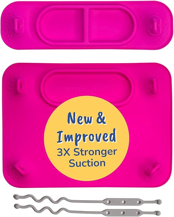 BUSY BABY Silicone Mat Bundle - 1 Original Mat Plus 1 Mini Mat, New Stronger Suction Cups, 6 Stra... | Amazon (US)
