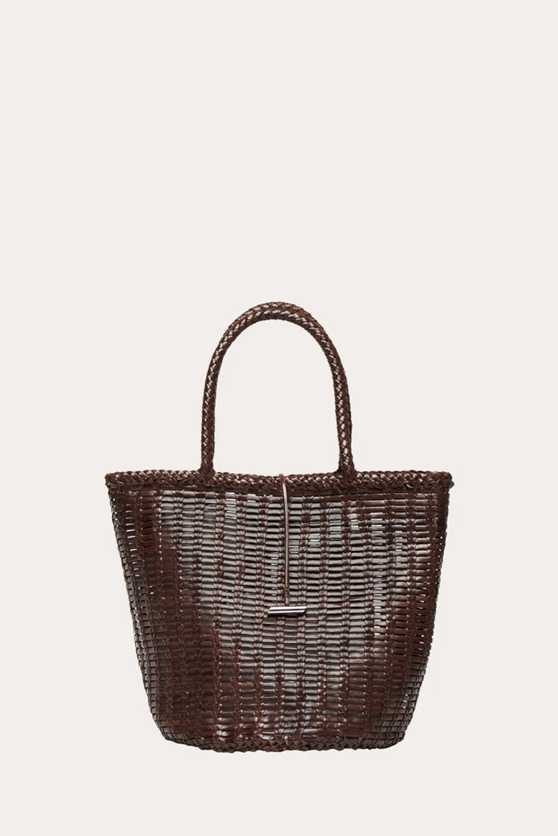 Round Leather Basket Dark Brown | LITTLE LIFFNER