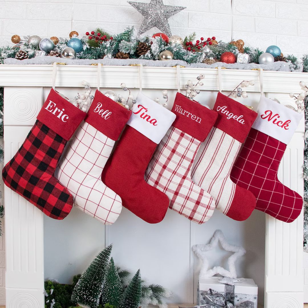 Christmas Stockings Personalized Buffalo Plaid Stocking for - Etsy | Etsy (US)