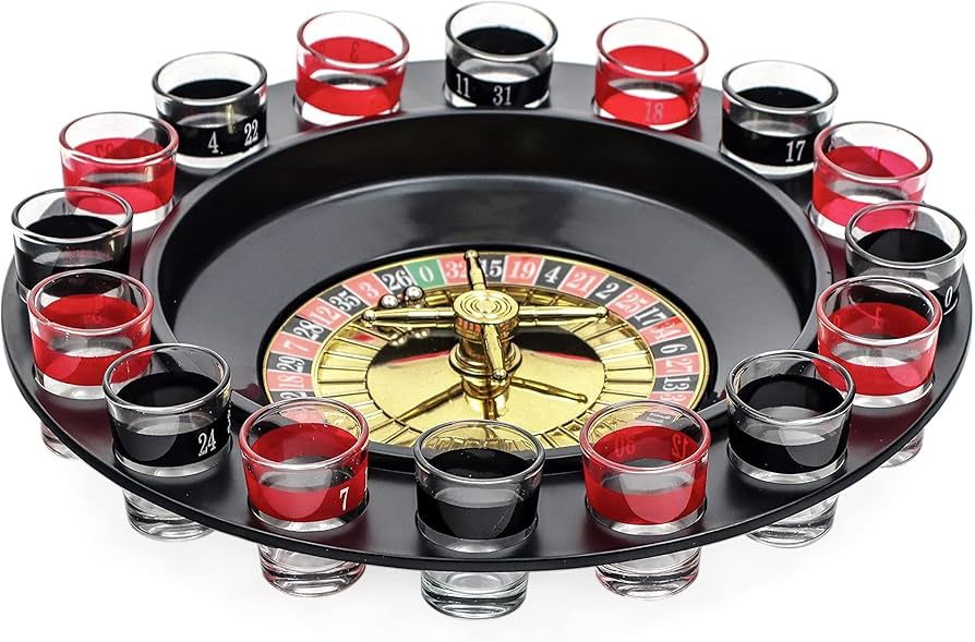 EZ DRINKER 16pc Shot Roulette Game Set - Shot Spinning Drinking Game | Amazon (US)