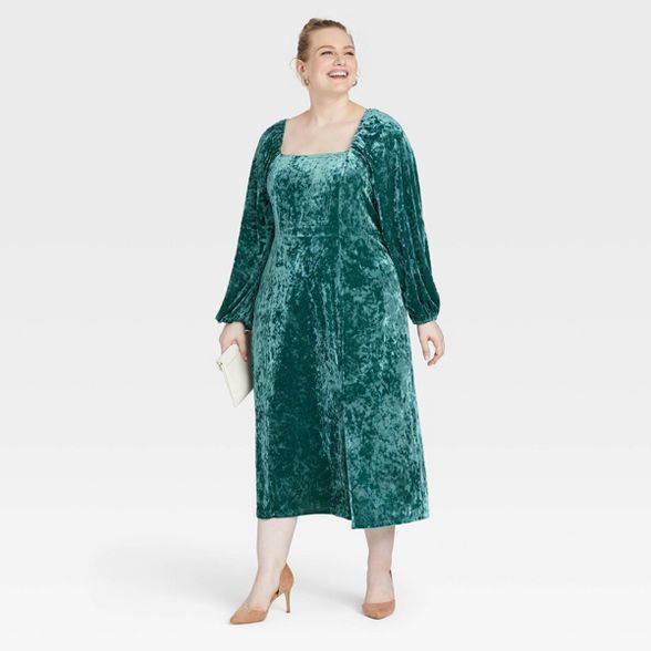 Women's Plus Size Velvet Long Sleeve Dress - Ava & Viv™ | Target