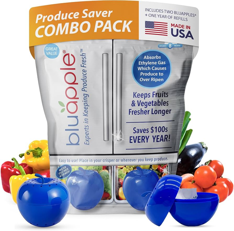 BluApple Produce Saver Ethylene Gas Absorber - Fresh Fruit & Vegetable Storage for Refrigerator, ... | Amazon (US)