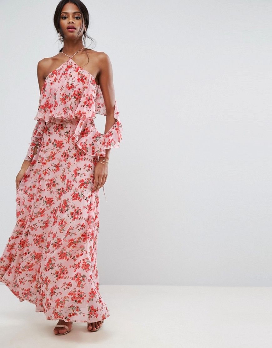 ASOS Beautiful Floral Ruffle Front Maxi Dress - Multi | ASOS US