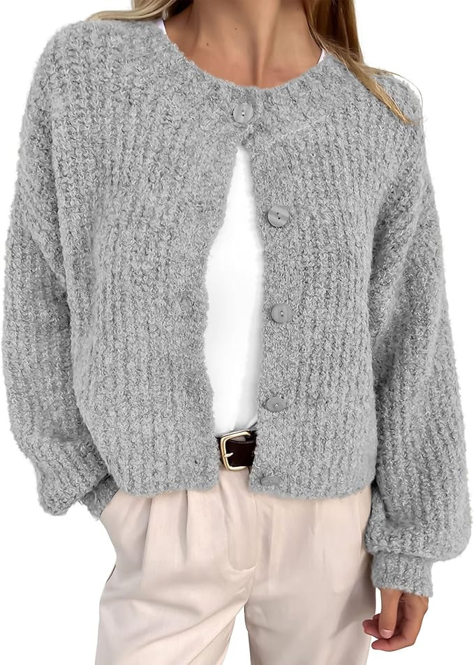 BTFBM Cardigan Sweaters for Women Fall 2025 Long Sleeve Button Down Soft Loose Chunky Knit Outwea... | Amazon (US)