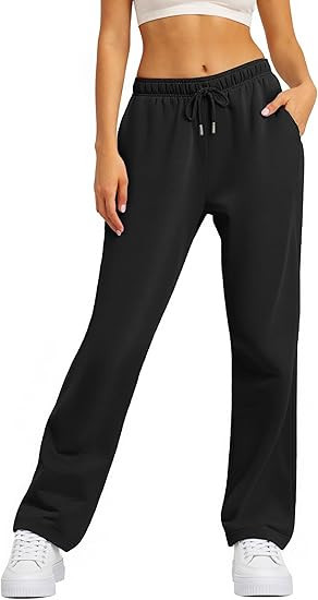 TCHH-DayUp Women's Wide Leg Fleece Sweatpants Straight Leg Baggy Sweat Pants with Pockets | Amazon (US)